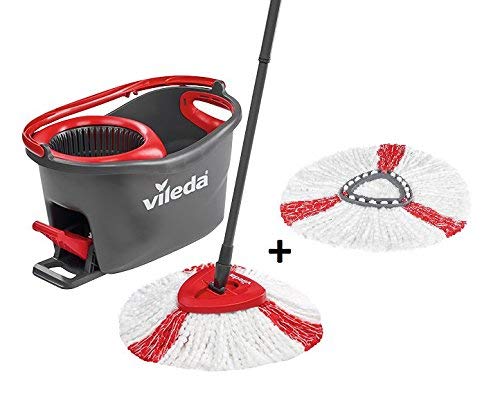Vileda Easy Wring & Clean Turbo Pack Special – fregona con palo telescópico + cubo con escurridor giratorio + 2 recambios de microfibra