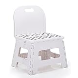 Folding Step Stool with back for children,Anti-Slip and Easy Cleaning,Perfect height for Toddler Toilet Training or Kids Bathroom and Kitchen ,Strong and easily for storage By Vicsou