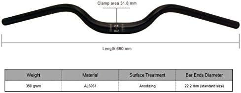 Acekit Mid-Riser Retro Style Cruiser Aluminium Alloy Bike Handlebar(Black 31.8mm)