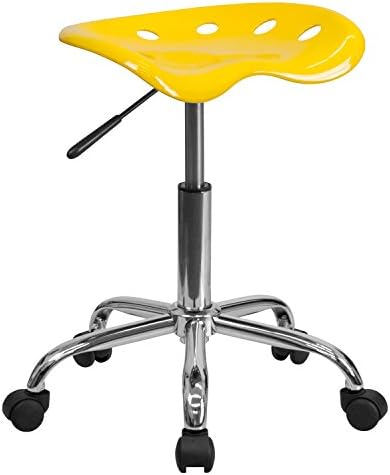 A Line Furniture Eller Vibrant Yellow Tractor Seat Stool with Chrome Base