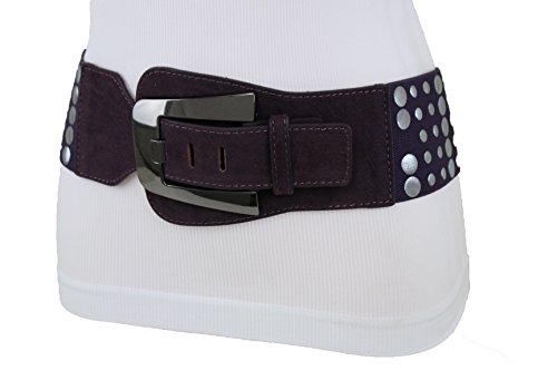 TFJ Women Boho Fashion Tie Fabric Belt Hip Waist Flower Nuts Beads M L Brown