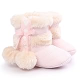 Voberry® Baby Toddler Girls Knit Soft Winter Warm Snow Boot Fur Trimmed Pom Pom Boots (0~6M, Pink)