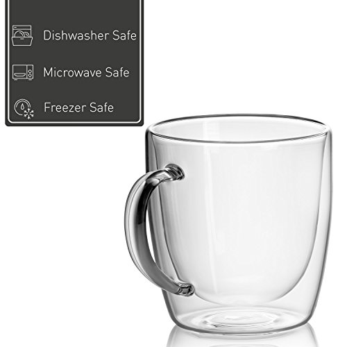 Beer Glasses Mugs for Freezer with Handle 17oz Double Wall Glass