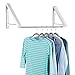mDesign Expandable Metal Wall Mount Clothes Air Drying Rack - for Indoor Air Drying and Hanging Clothing, Towels, Lingerie, Hosiery, Delicates - Great for Laundry Room, Bathroom, Utility Area - White