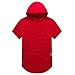 OLRIK Men's Hipster Hip Hop Curved Hem Hoodie Side Zipper T Shirt Red L