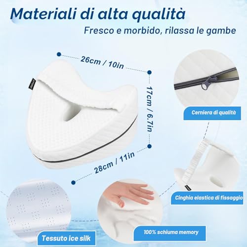 LITSPOT Leg and Knee Pillow for Hip Sleeping, Cooling Memory Foam Leg Pillow for Relieving Back, Hip, Sciatica and Joint Pain
