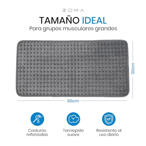 Compresa Caliente Electrica XL | Calentador Cobija Electrica Termica | Manta Termica con Control Digital y Apagado Automático | Compresas Calientes Terapeuticas | Gris 60x30