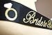 Premium Bride to Be with Diamond Ring Bachelorette Sash - Black with Gold Glitter Cursive Font