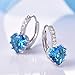 GULICX Girls Silver Tone Prong Cubic Zirconia Heart Pierced Drop Huggie Earrings Light Blue