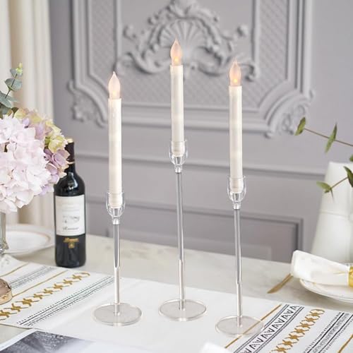 TERRIFI 6 Pcs Acrylic Candle Holders, Taper Candle Holder Set for Table Centerpieces, Decorative Candlestick Holders for Wedding Decor, Dining Room