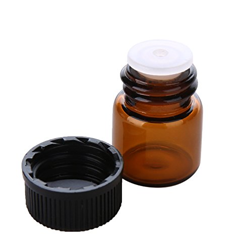 1/4 Dram AMBER Glass Vial Screw Cap w/ Orifice Reducer Pack of 24