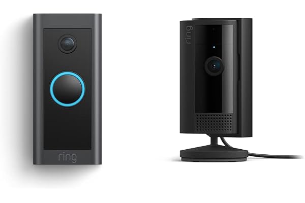 All-new Ring Indoor Cam, Black with Ring Video Doorbell Wired