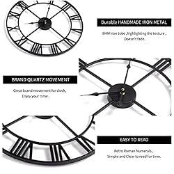 Large Modern Metal Wall Clocks Rustic Round Silent