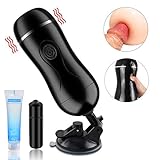 Vibrating Male Masturbator Cup Masturbation Toys with Adjustable Strong Suction Cup for Male Hands-Free Fun, PALOQUETH Realistic Male Stroker TPR Sleeve with Powerful Vibration Squeezable Panels