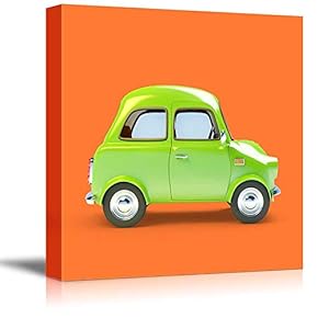 Square Canvas Wall Art - Little Green Car - Kid