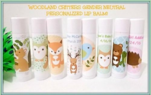 Woodland Critters Gender Neutral Baby Shower Lip Balm Favors Set of 20