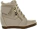 Lucky Top Girls Peter30 Kids Fashion Leatherette Lace-Up High Top Wedge Sneaker Bootie,Beige,3