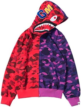 Fashion Bape Camo Colorblock Print Casual Zip Hoodie for Men/Women
