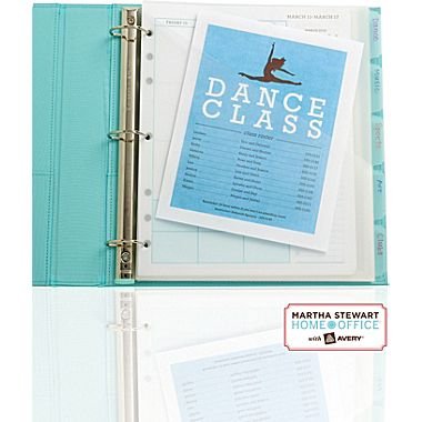 Martha Stewart Home Office with Avery Plastic Dividers with Pockets 21152, Clear, 9-3/4