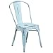 Flash Furniture Commercial Grade Distressed Green-Blue Metal Indoor-Outdoor Stackable Chair