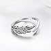 925 Sterling Silver Retro Feather Wings Adjustable Finger Ring for Women Jewelry Gift