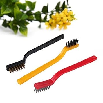Ascension 3 Pc Mini Wire Brush Set,Cleaning Tool Kit - Brass, Nylon, Stainless Steel Bristles