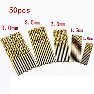 Generic 50Pcs Straight Shank High-speed Steel Twist Drill Bit 1mm/1.5mm/2mm/2.5mm/3mm each 10 pieces For Metal
