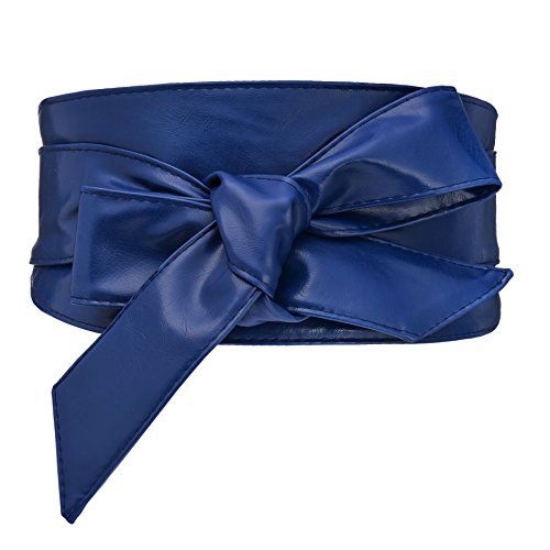 Woman Leatherette Wide Waistband Obi Belt Cityelf Faux Leather Wrap Around Lace Up Cinch Band Wide Self Tie Cummerbund