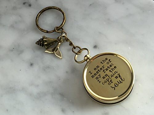 Master of My Fate, Captain of My Soul, Compass Keychain, Engraved Compass Keychain, Gold Compass Keychain, Personalized Gift, Gift for him