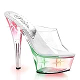 6 inch Stiletto Heel Lite-Up Platform Slide Clear/Multi-Colored Lights