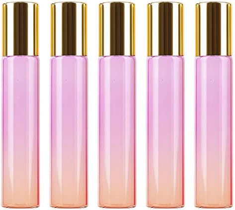 5pcs/10ml Portable Mini Perfume Essential Oil Glass Container Roll on Design Gradient Color Travel Glass Bottle