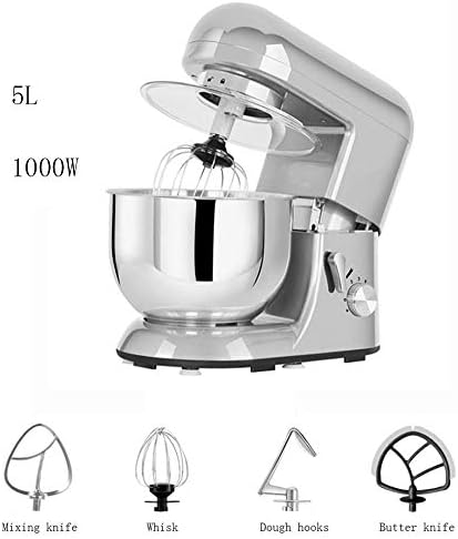 ZMXZMQ Professional Stand Mixer, Kitchen Electric Mixer with Dough Hook, Whisk, Beater And Butter Knife, 6-Speed Tilt-Head Food Mixer,Silver