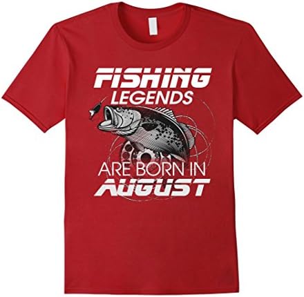 Mens Fishing Legends Are Born In August Awesome Tee Shirt for Men XL Cranberry