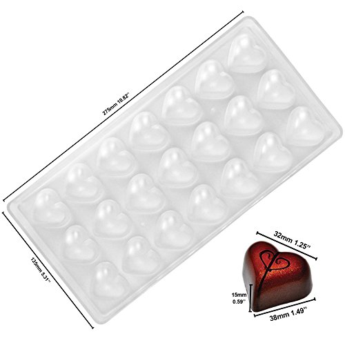 Funshowcase Rose, Heart, Dome, Diamond,Oval Shape Chocolate Mold PS Plastic 6-piece Set Bite Size