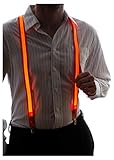 Neon Nightlife Men's Light Up LED Suspenders, One Size, Orange