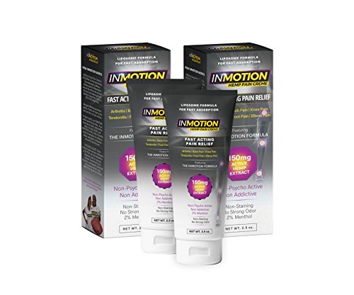 InMotion Hemp Pain Relief Cream 2.50 Ounce Tube VALUE SIZE 2 Pack - Fast Acting Topical Analgesic With Boswellia Serrata For Arthritis, Tendinitis, Back, Knee, Muscle, Foot, and Elbow Pain