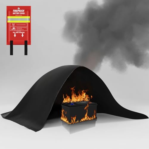 Fire Blanket 200 x 300 cm, Fire Protection Blanket for Lithium Batteries, Battery Storage, Electric Fires, Fire Blanket for E-Scooter, Grease Fires, Car Fireplace, Grill, Leaf Vacuum etc. Professional Fire Extinguisher Blanket