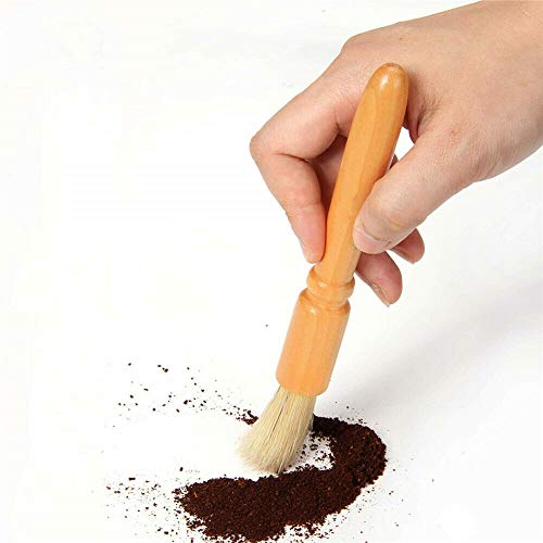 LinaLife 2 pack Coffee Grinder Cleaning Brush Wood Dusting Brush for Espresso Stations and Equipment Heavy Wood Handle & Natural Bristles brush Accessories Bean Grain Coffee Tool Barista Home Kitchen
