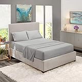 Nestl Bedding Soft Sheets Set - 4 Piece Bed Sheet Set, 3-Line Design Pillowcases - Easy Care, Wrinkle Free - 8"-12" Fit Low Profile Fitted Sheet - Warranty Included RV Short Queen, Silver