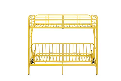 Major-Q 7002091yl Yellow Modern Metal Tube Supported Twin Futon Bunk Bed with Built-in Ladders & Full Length Guard Rails - Thumbnail 5