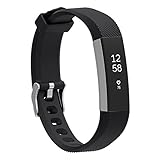 Henoda Silicone Bands for Fitbit Alta,Alta Strap Style,Large,Small (Texture Black)