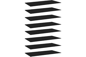 vidaXL 8-Pack Black Bookshelf Boards - Engineered Wood, 80x30x1.5 cm - Modern Design for Office, Library, or Living Room