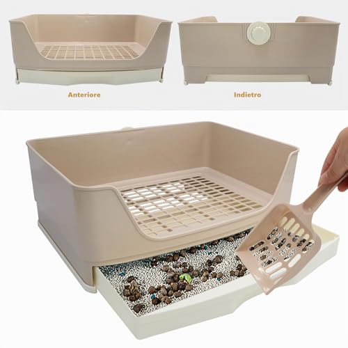 HYLYUN Rabbit Litter Tray Large Corner with Pull Out Drawer Home Cat Cage with Durable Shovel for Small Animals, Guinea Pigs