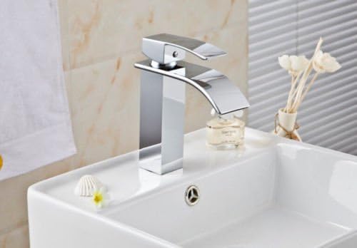 Kitchen Faucet, Bathroom Faucet Chrome Brass Waterfall Bathroom Basin Faucet Single Handle Sink Mixer Tap Faucet Handle Material Brass Faucet Bathtub