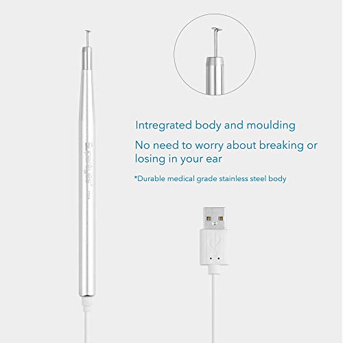 Supereyes Digital LED Otoscope - Wireless WiFi Microscope Ear Pick 2019 Stainless 3.5mm Diameter Curette Earwax Removal Cleaner Kit Inspection Camera with LED Lights for iOS and Android