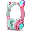 Riwbox Bluetooth Headphones, CT-7 Cat Ear LED Light Up Wireless Foldable Headphones Over Ear with Microphone and Volume…