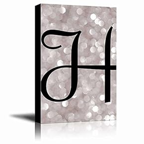 The Letter H in Brush Stroke Cursive on a Champagne Colored Bokeh Background - Modern Romantic Elegant Art - Canvas Art Home Art - 12x18 inches