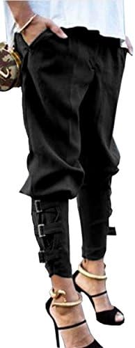 Aishang Women's Plus Size Elastic Waist Harem Pocket Steampunk Cropped Pants