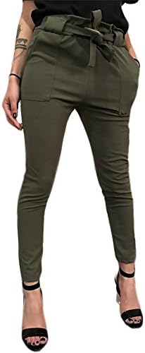 YKARITIANNA Women Elegant Slim Fit Leggings, High Waist Harem Pants Women Bandage Elastic Waist Stripe Casual Pants