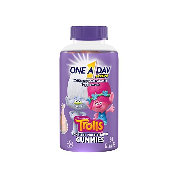 ONE A DAY Kids Trolls Multivitamin Gummy Vitamins A, B6, B12, C, D, E, Zinc, Folic Acid and Biotin (Packaging May Vary…